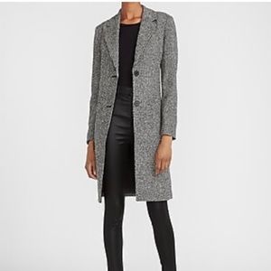 Express houndstooth car coat succession black and white peacoat Medium long